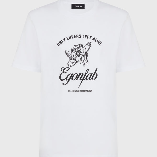 【EGONLAB】WHITE ONLY LOVERS LEFT ALIVE T-SHIRT EGONLAB - ONLY LOVERS LEFT ALIVE T-SHIRT OFF WHITE DESTROYED