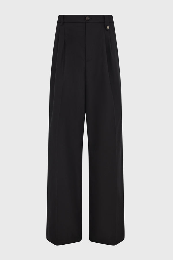 LARGE PANT BLACK WOOL BARBERIS