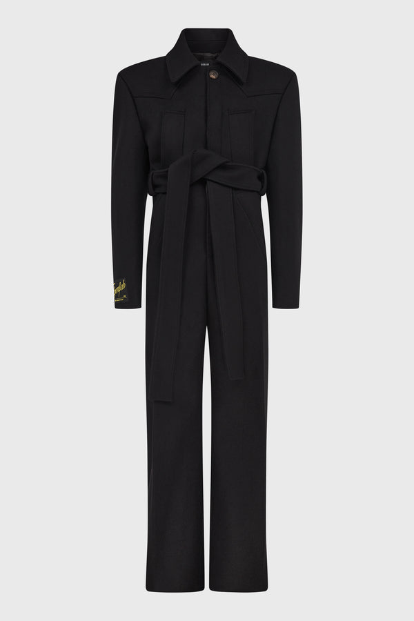 COMBI MANTEAU JUMPSUIT THICK BLACK WOOL