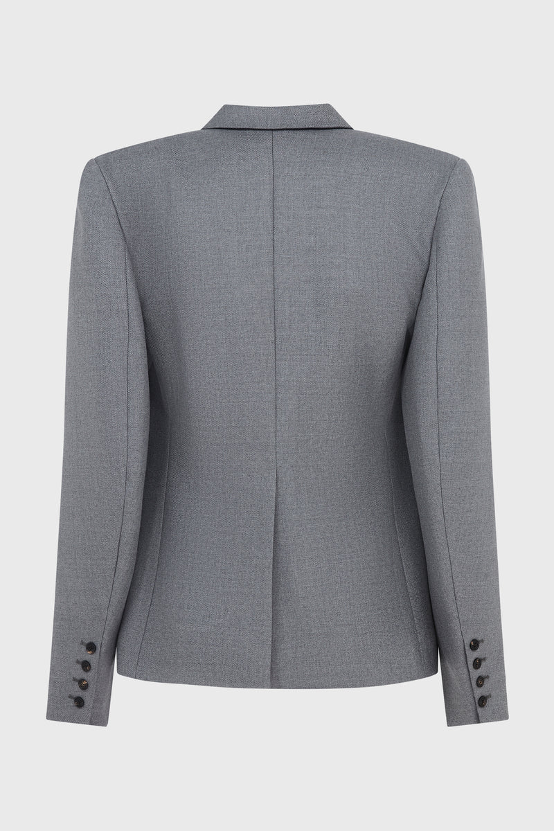 FITTED DOUBLE BREASTED JACKET GREY WOOL