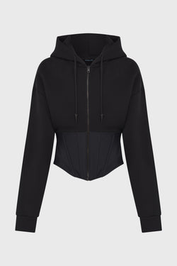 CORSETED HOODIE BLACK MENS