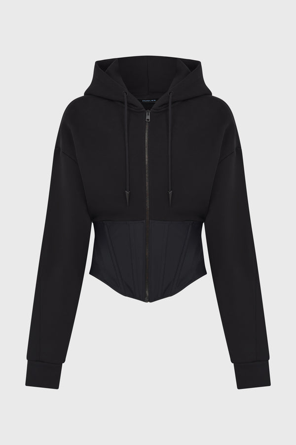 CORSETED HOODIE BLACK MENS