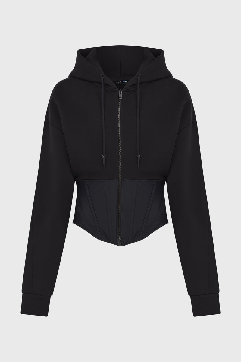 CORSETED HOODIE BLACK MENS