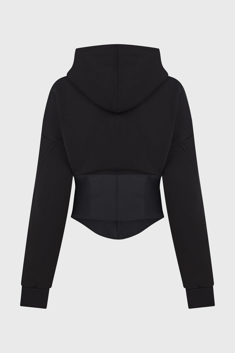 CORSETED HOODIE BLACK MENS