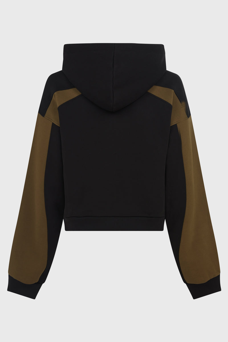 CROPPED HOODIE MILITARY GREEN/BLACK