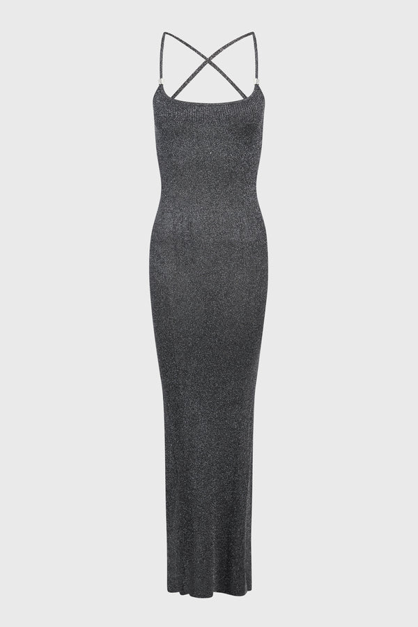 SILVER BLACK KNITTED LONG DRESS