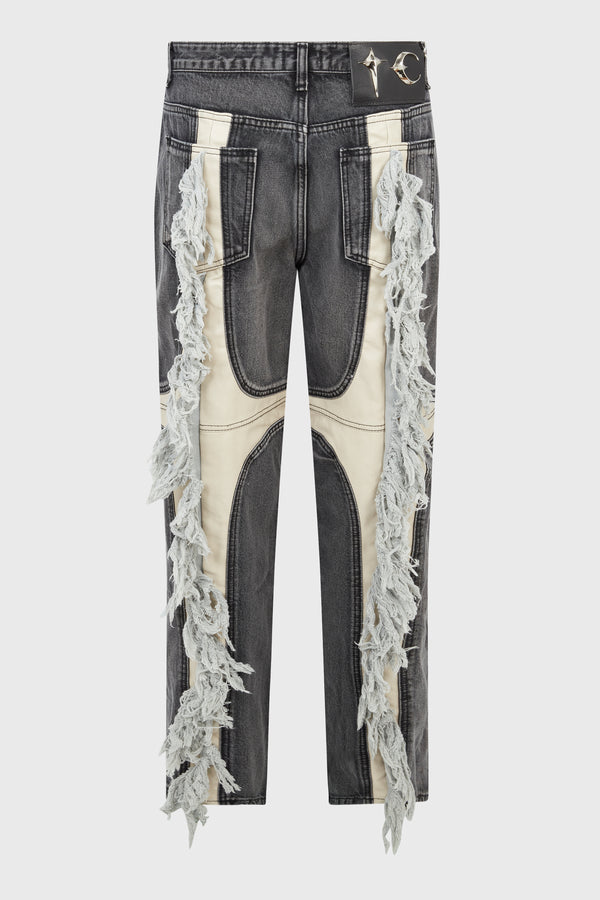 MOHICAN LEATHER DENIM PANTS