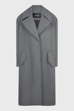 GREY PADDED WOOL BLEND COAT