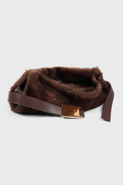 BROWN FAUX FUR WAIST BAG