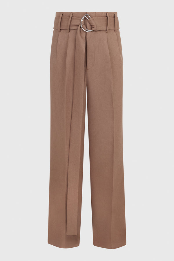 LIGHT BROWN DOUBLE PLEATED TROUSERS