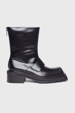 BLACK MID TOP CALFSKIN BOOTS