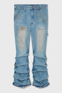 BLUE MENS WASHED AND WRINKLED DENIM PANTS