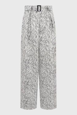 LARGE TROUSERS WITH BOX PLEATS IN FUR JACQUARD