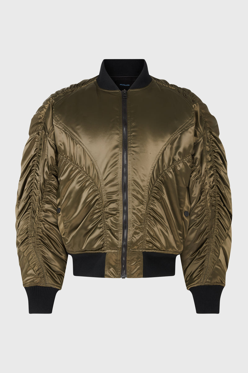 SATIN BOMBER JACKET MILITARY GREEN