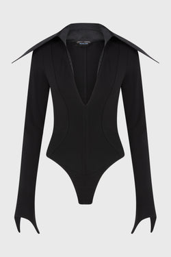 SPIKY SATIN COLLAR BODYSUIT