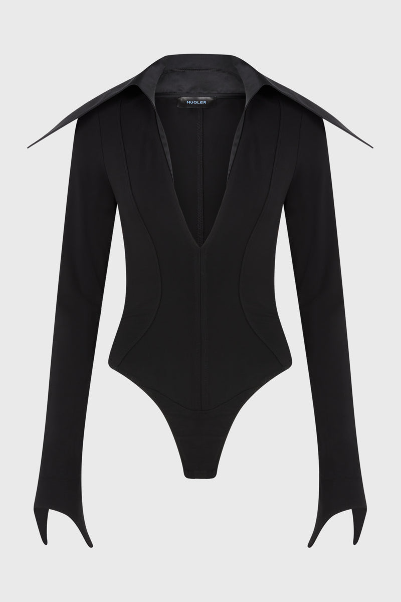 SPIKY SATIN COLLAR BODYSUIT