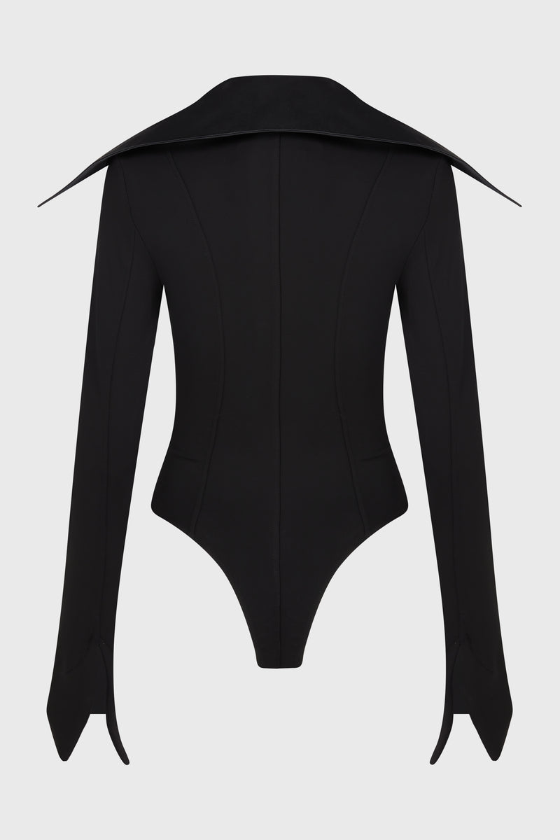 SPIKY SATIN COLLAR BODYSUIT