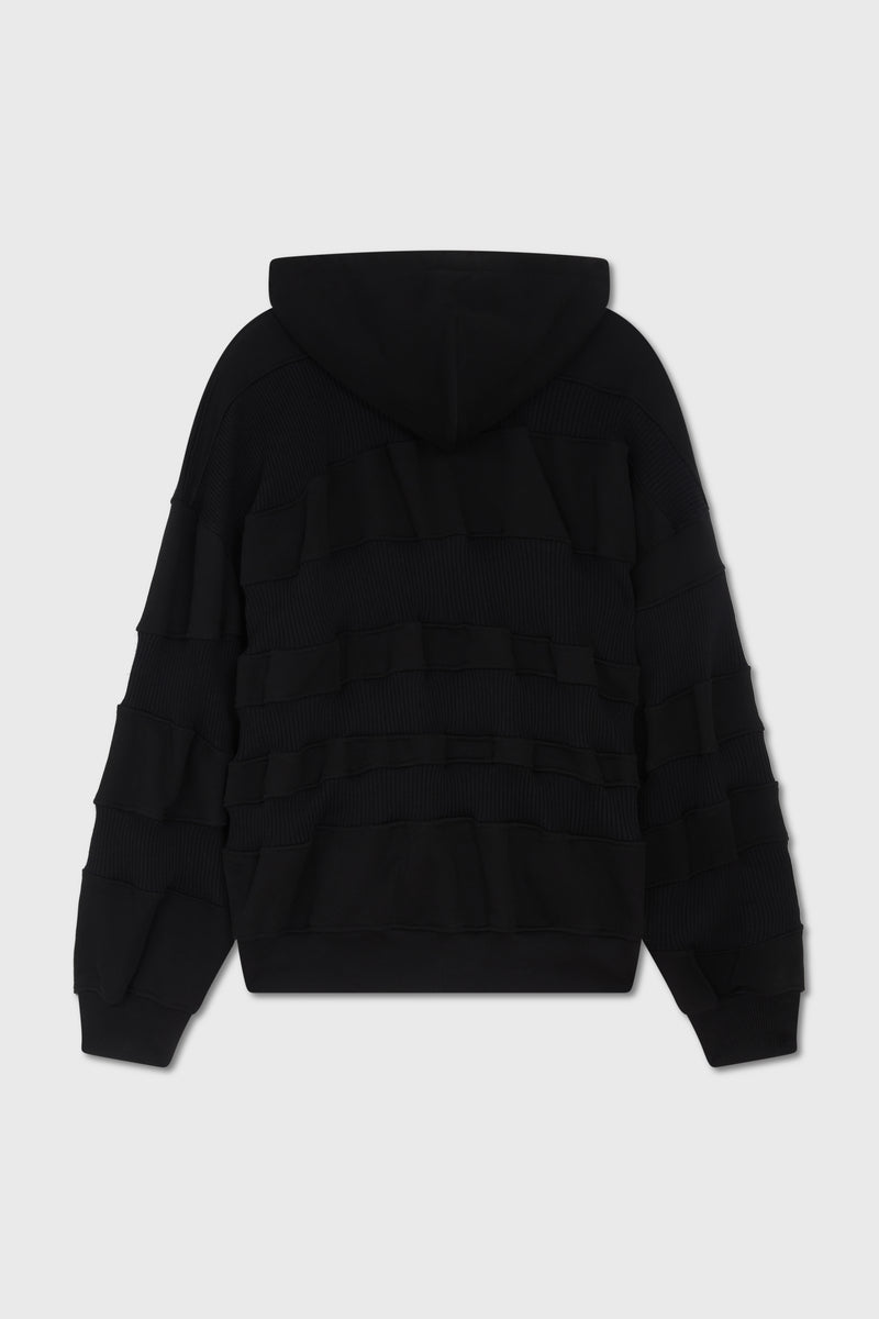 RIB ZIP HOODIE BLACK