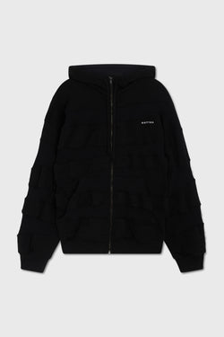 RIB ZIP HOODIE BLACK