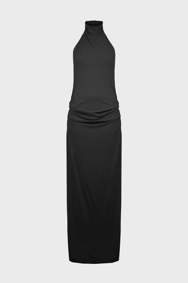 RUT HIGHNECK OPEN BACK MAXI DRESS BLACK