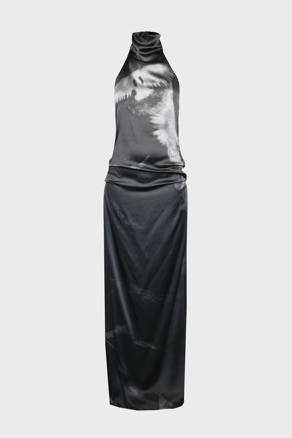 RUT HIGHNECK OPEN BACK MAXI DRESS BLACK/GREY