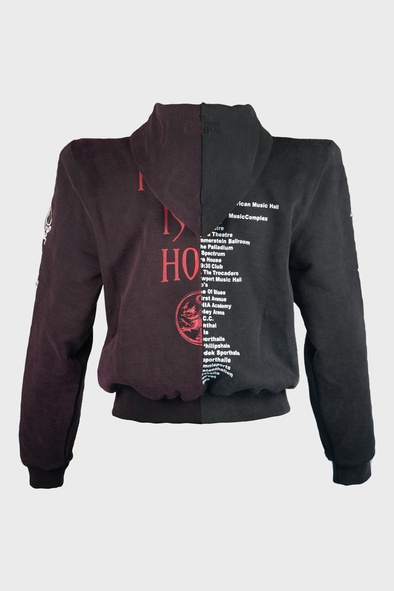 COF CUT-UP EXTREME SHOULDER FITTED ZIP-UP HOODIE BLACK/RED