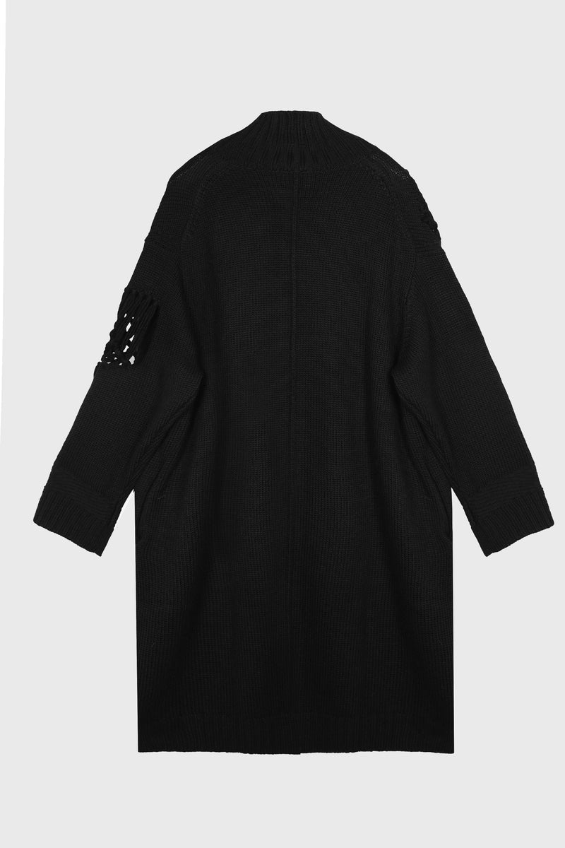MACRAME D CARDIGAN BLACK