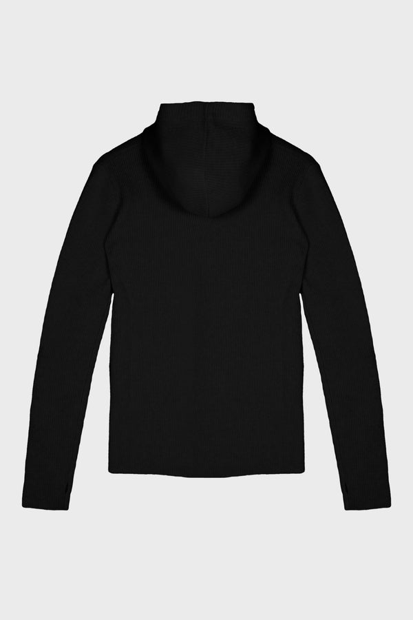 HOODED KNIT BLACK