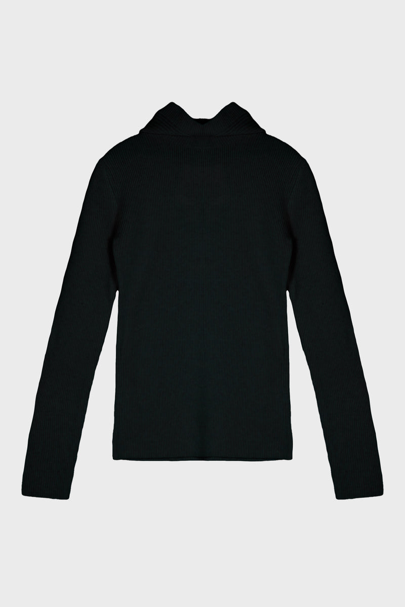 HOODED KNIT BLACK