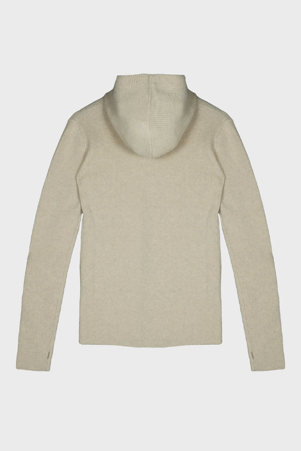 HOODED KNIT BEIGE