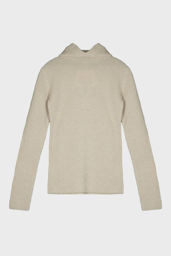HOODED KNIT BEIGE