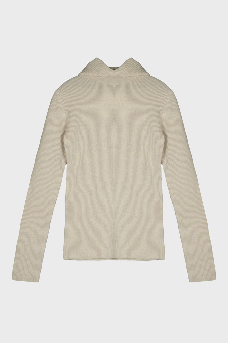 HOODED KNIT BEIGE