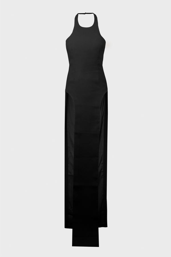 HIGH SLITS HALTER DRESS