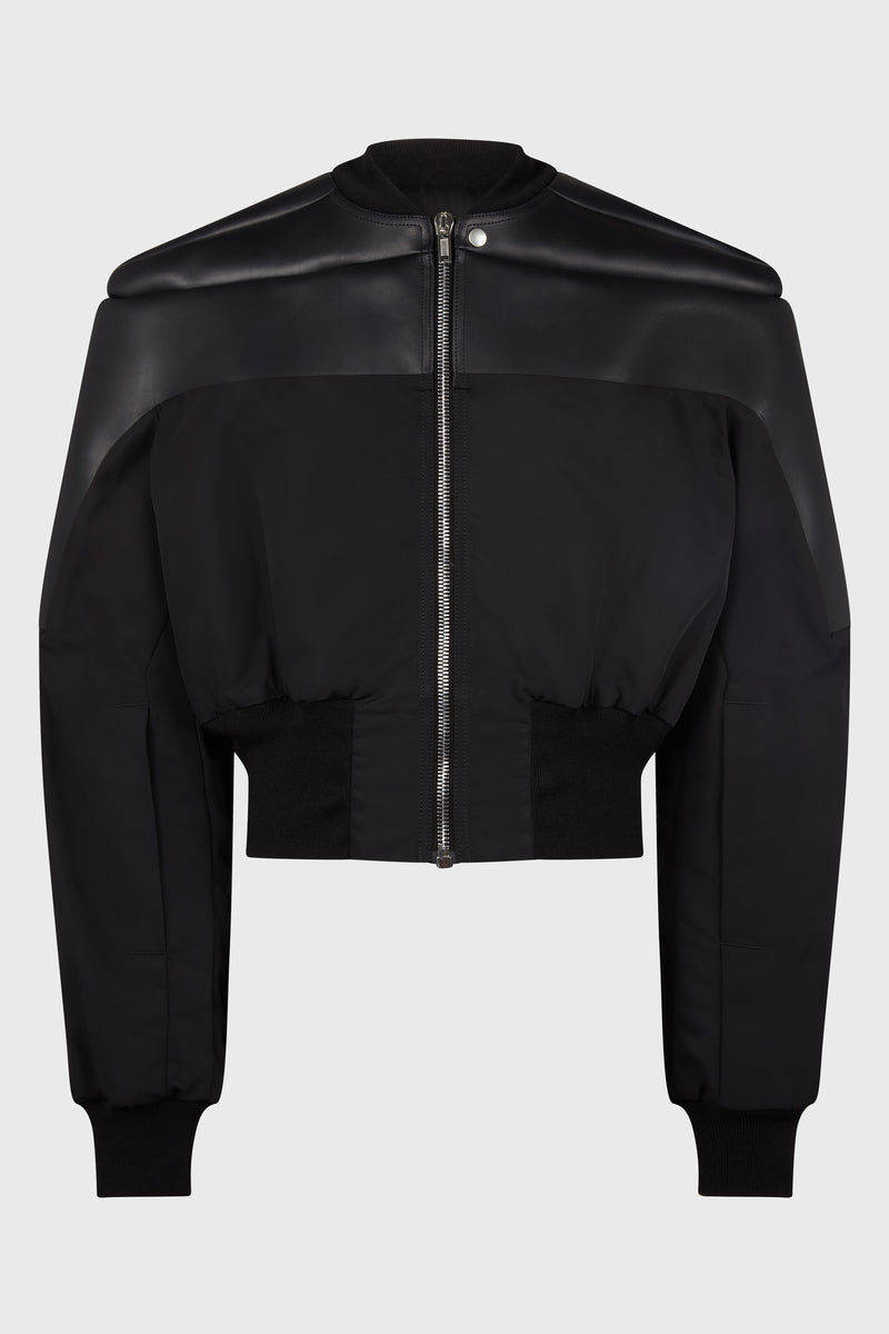 GIRDERED BOMBER LEATHER BLACK