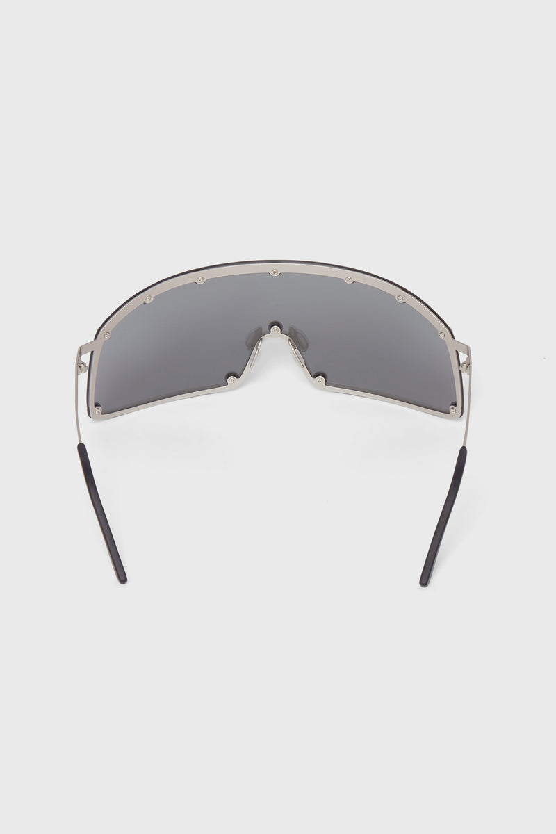 SUNGLASSES SHIELDING SILVER TEMPLE/SILVER LENS