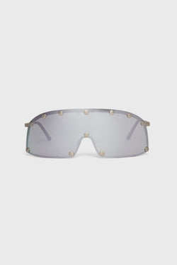 SUNGLASSES SHIELDING SILVER TEMPLE/SILVER LENS