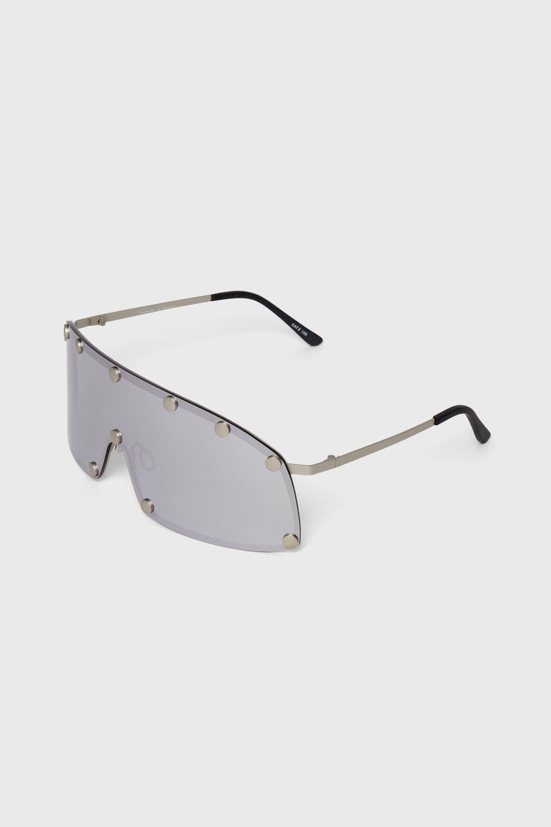 SUNGLASSES SHIELDING SILVER TEMPLE/SILVER LENS