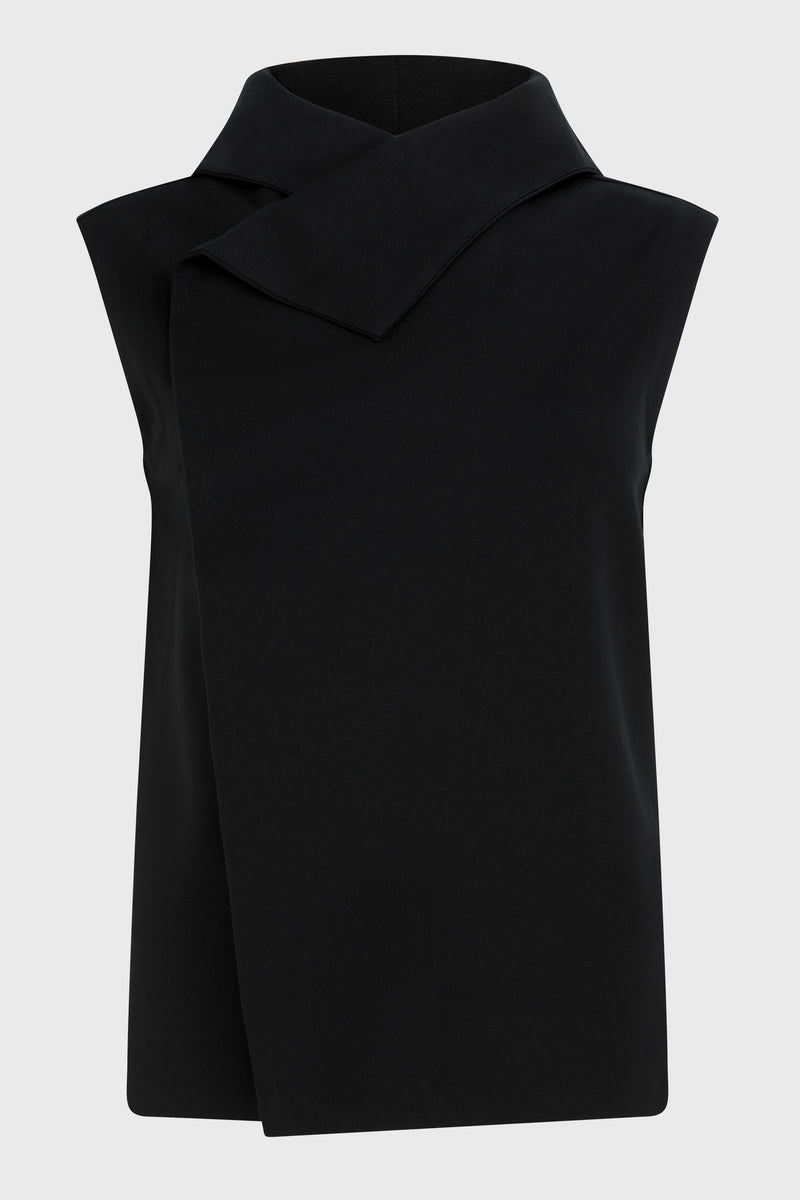 SLEEVELESS SHIRT WITH HIGH COLLAR