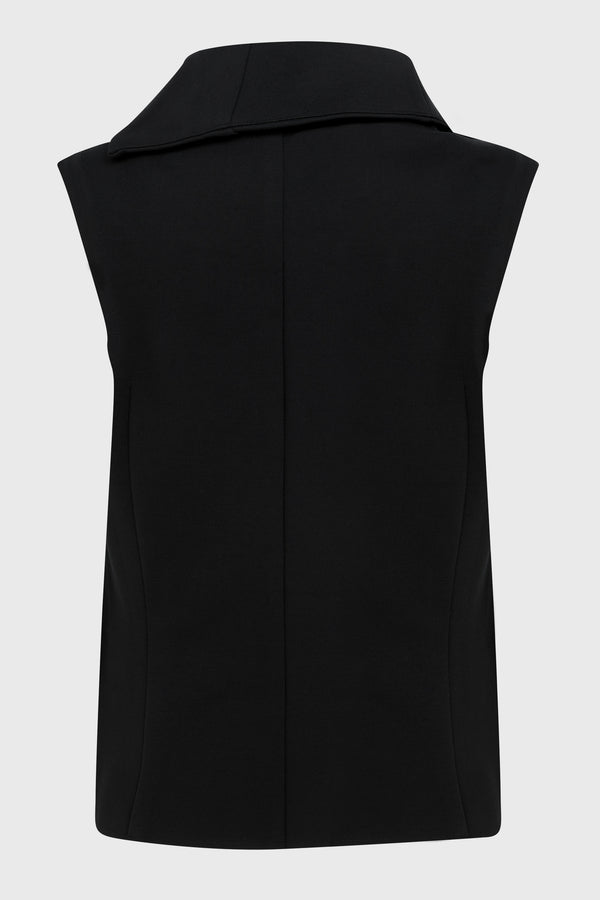 SLEEVELESS SHIRT WITH HIGH COLLAR