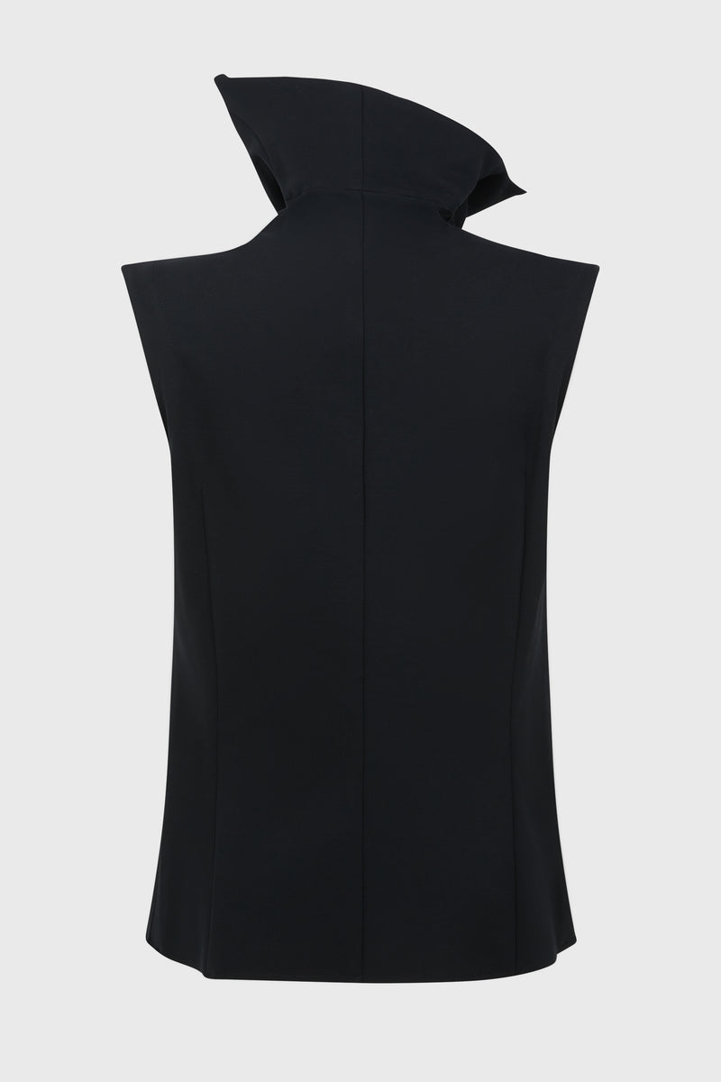 SLEEVELESS SHIRT WITH HIGH COLLAR