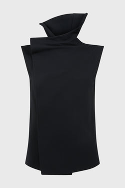 SLEEVELESS SHIRT WITH HIGH COLLAR