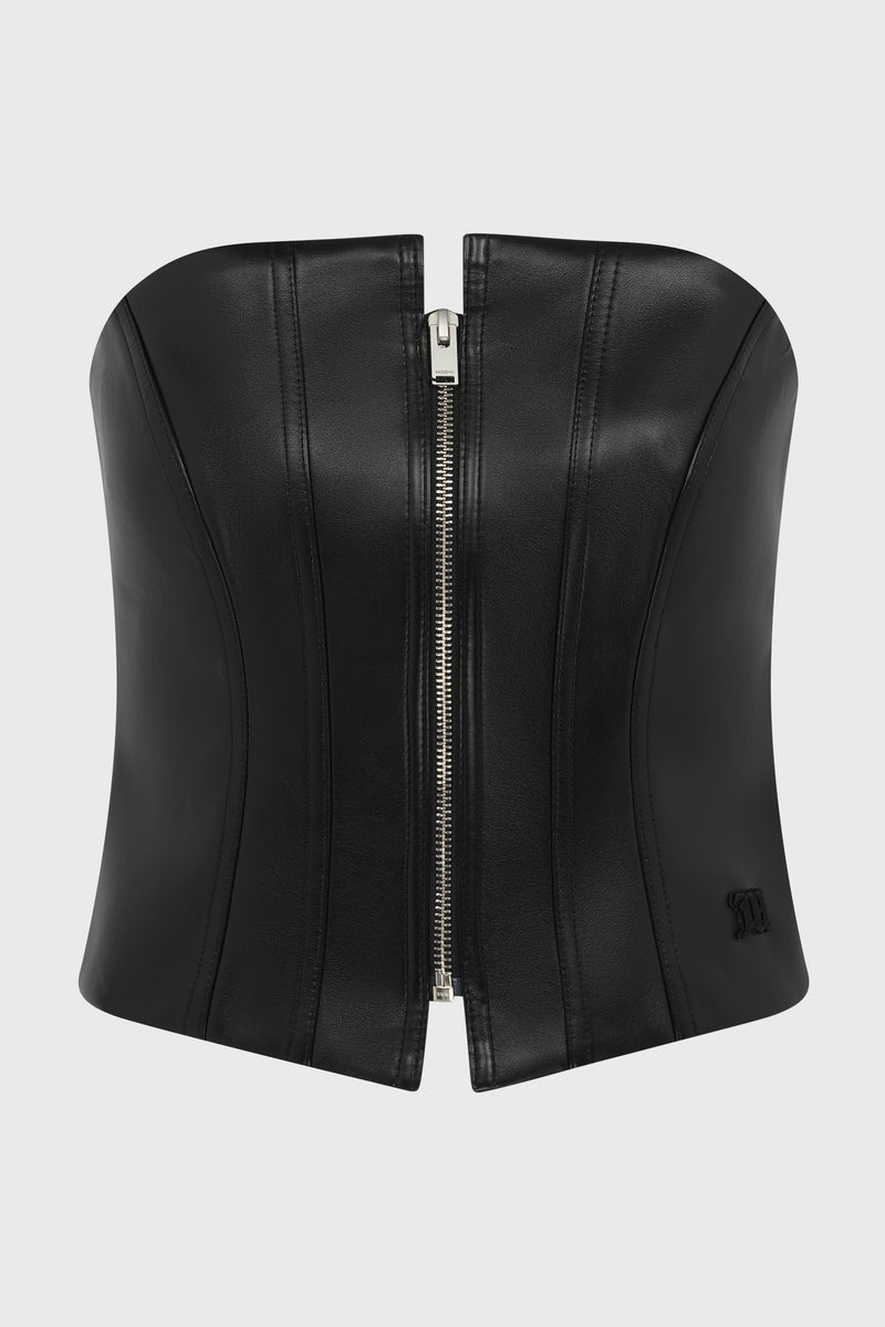 FAUX LEATHER CORSET TOP