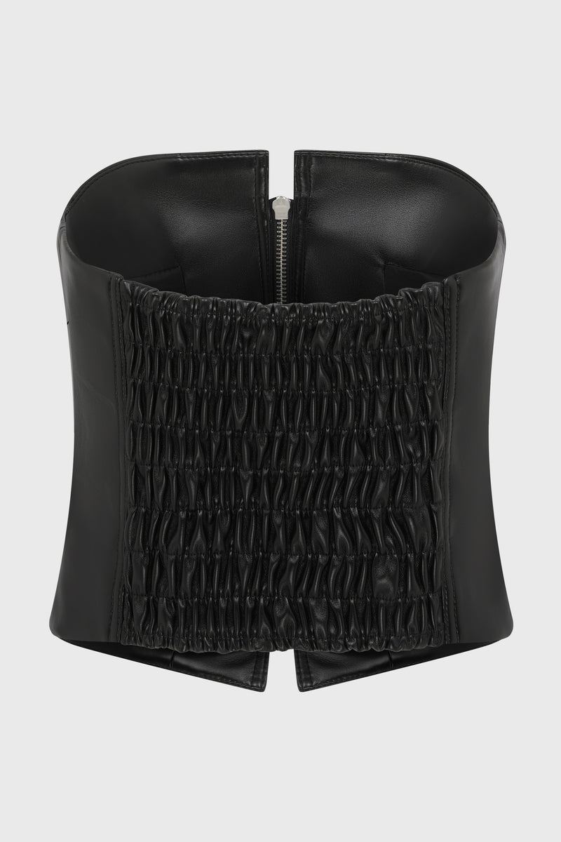 FAUX LEATHER CORSET TOP