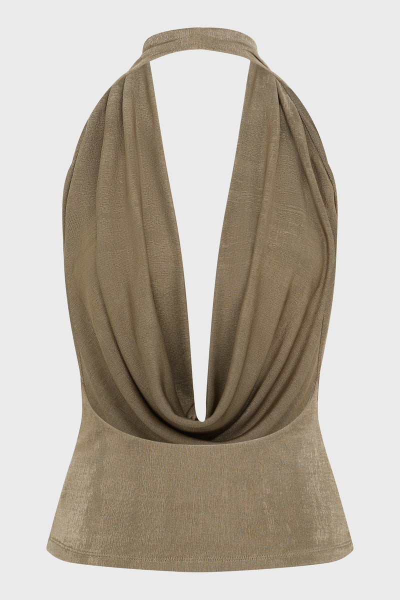 COWL NECK TOP SILVER