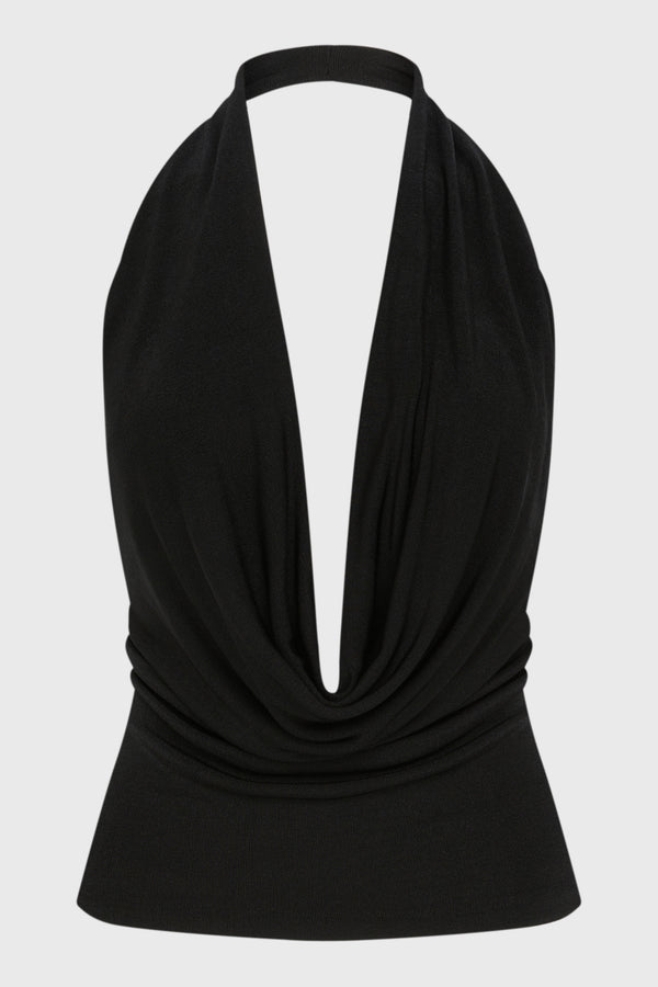 COWL NECK TOP BLACK