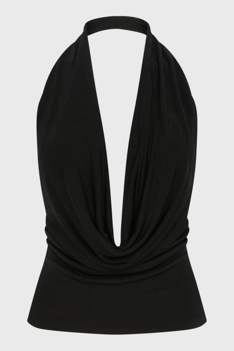 COWL NECK TOP BLACK