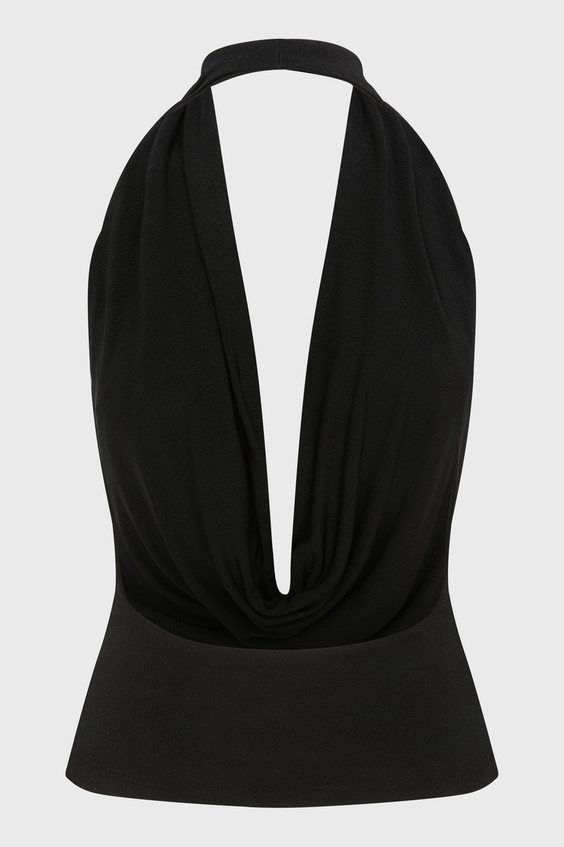 COWL NECK TOP BLACK