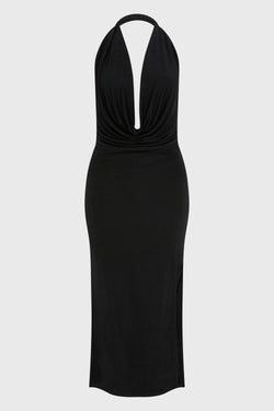 COWL NECK MAXI DRESS BLACK