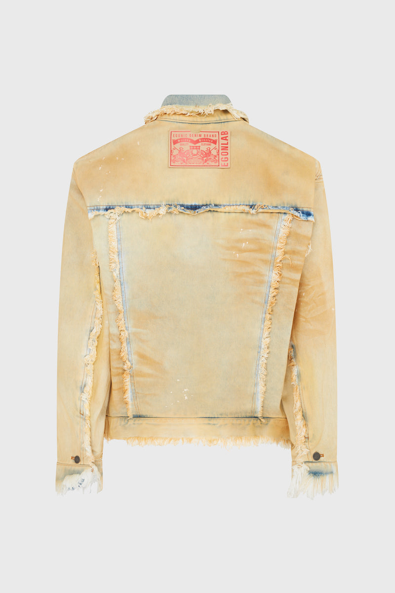 RAW EDGES DENIM JACKET YELLOW DIRTY DENIM