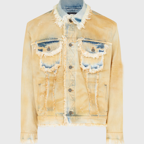 EGONLAB - RAW EDGES DENIM JACKET YELLOW DIRTY DENIM